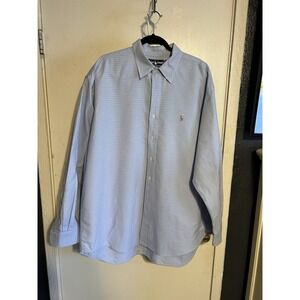 Polo Ralph Lauren Dress Shirt Mens Size 2XL‎ XXL Blue White Plaids Cotton